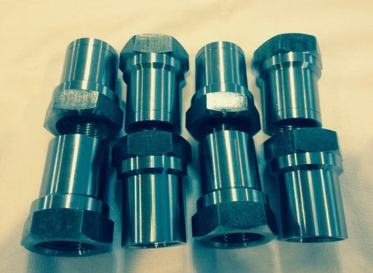 Set of (8) 1.25"-12 Weld-On Tube Adapter Hex — 4 RH and 4 LH Off Road 4 Link Bungs