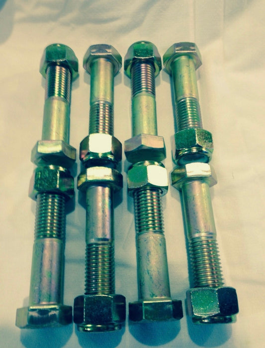 Set of 8 1" X 5" Zinc Coated Grade 8 Rod End Bolts with Self Locking Nuts