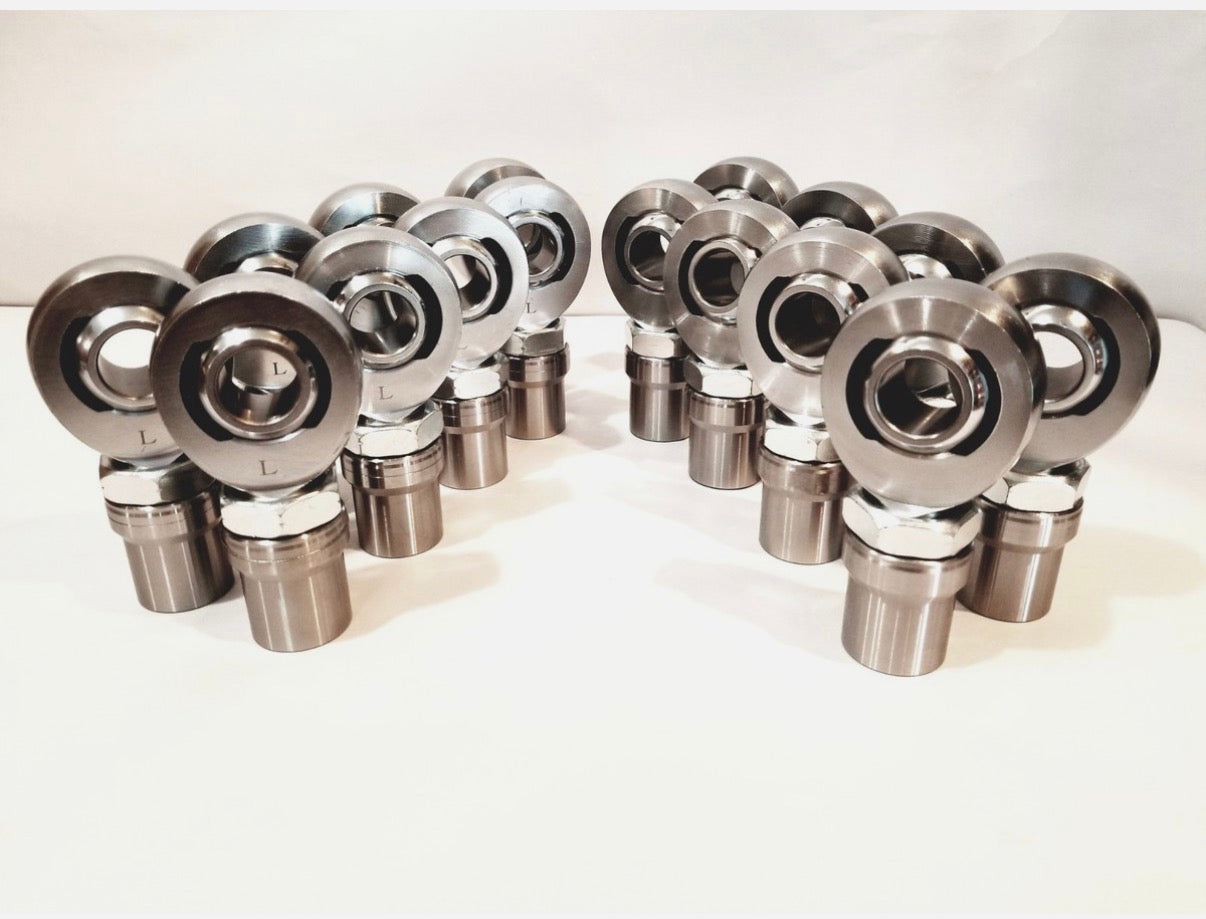 1.25" Heim Joint Set — 8 LH & 8 RH, 1" Bore with Bungs and Jam Nuts