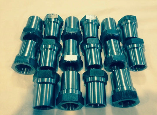 Set of (16) 1.25"-12 Weld-On Tube Adapter Hex — 8 RH and 8 LH Off Road 4 Link Bungs